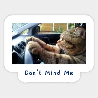 Don't Mind Me Cat Driving Sticker